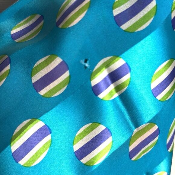 Elaine Gold for Collection XIIX Silk Square Scarf Blue Green White Hand Rolled - Picture 7 of 11